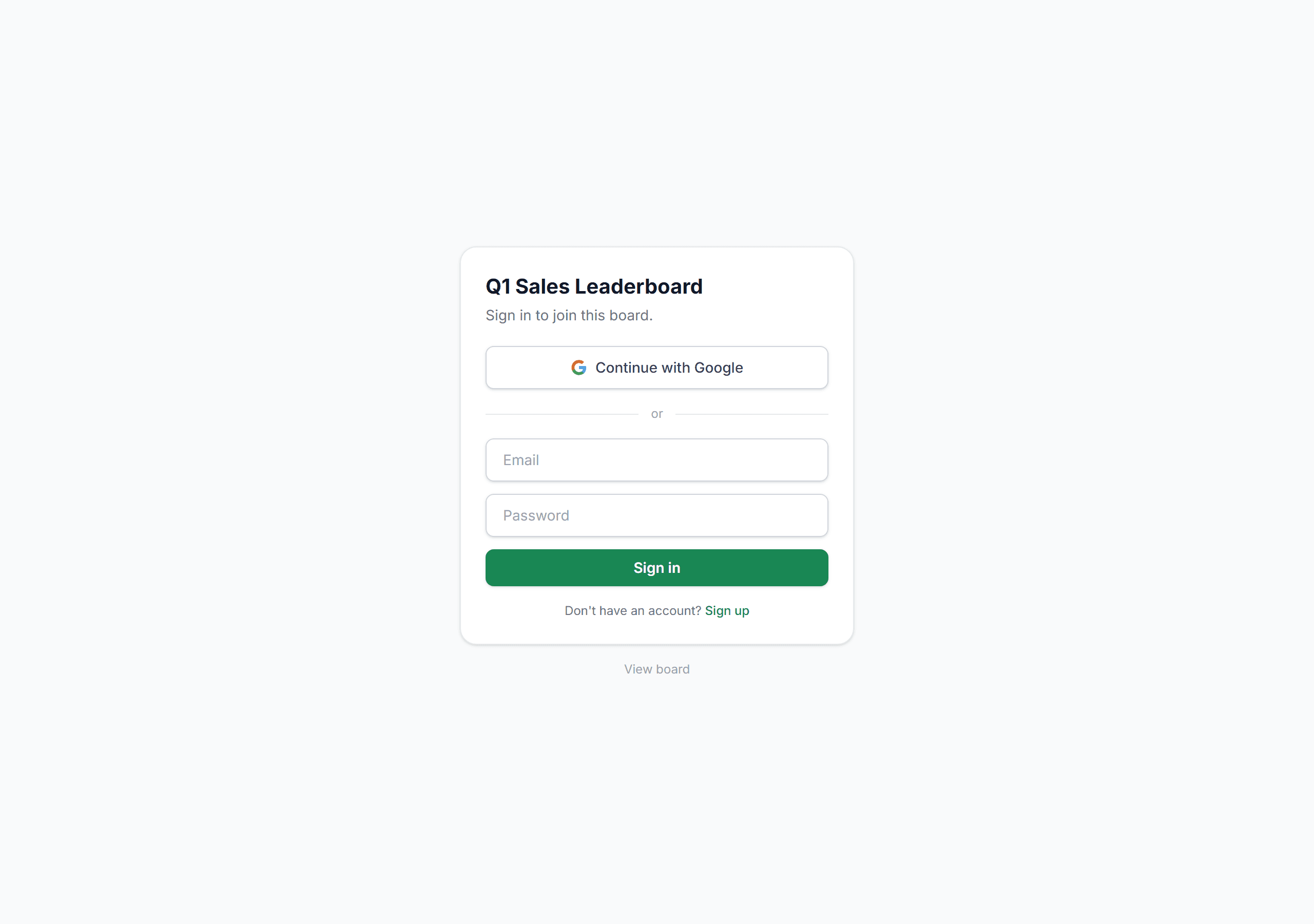 Self-registration sign-in screen