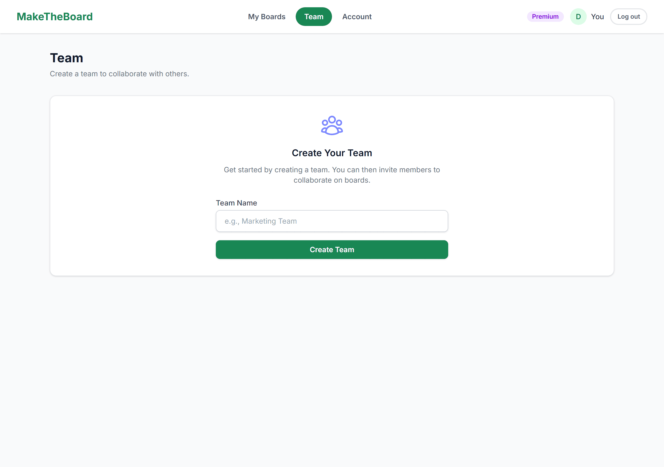 Team management page